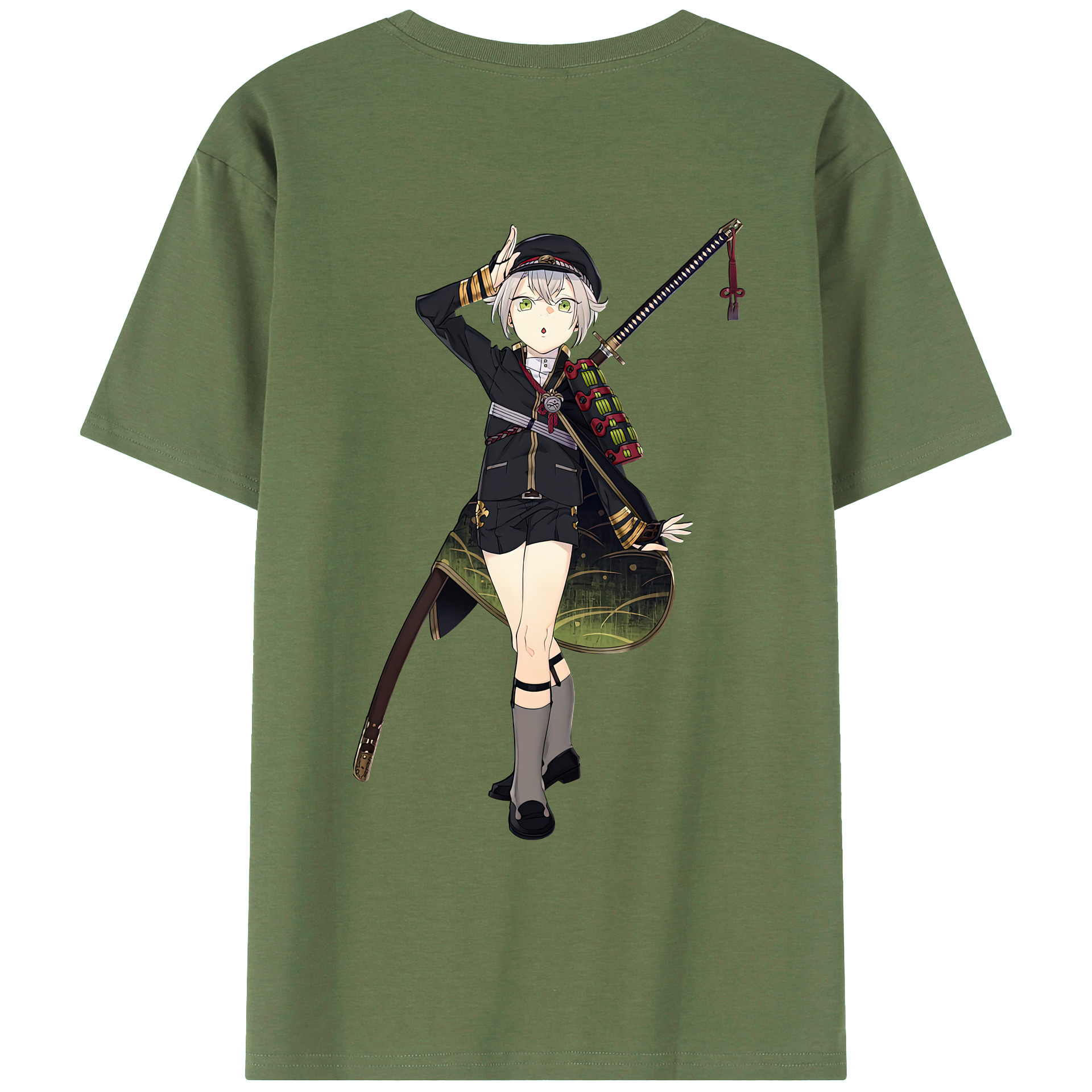 （画像用） 刀剣乱舞 Touken Ranbu 綿100％ メンズ半袖Tシャツ（バックプリント） 通気性